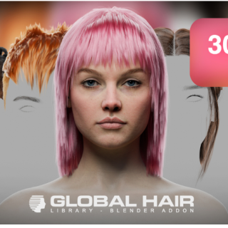 Globalhair – For Any Character – Hair Library v1.0.0 for Blender