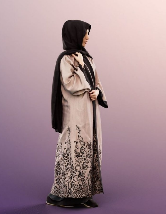 Standing Traditional Muslim Woman low-poly 3d model