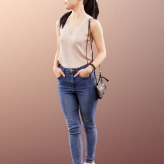 Summer Girl Waiting With Hands In Her Pockets 3D Model