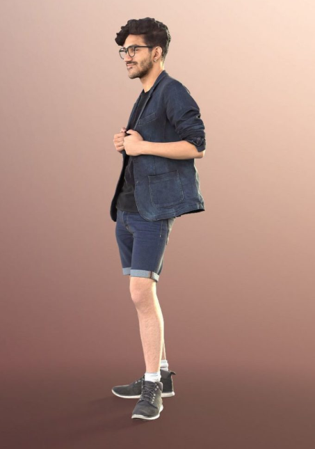 Teenager Hipster Boy Standing low-poly 3d model