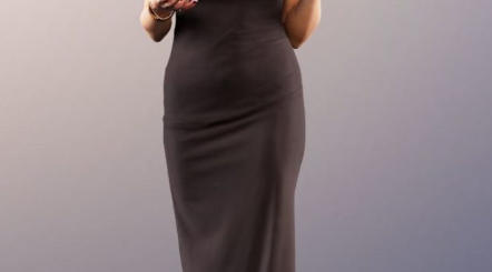 Woman In Evening Gown Talking And Gesturing 3D Model