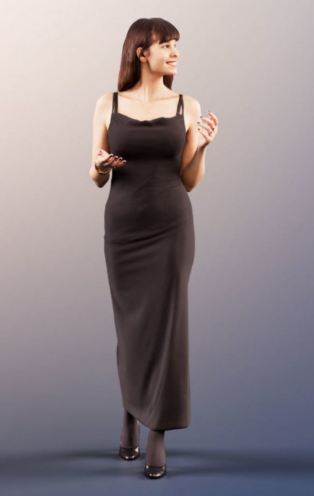 Woman In Evening Gown Talking And Gesturing 3D Model