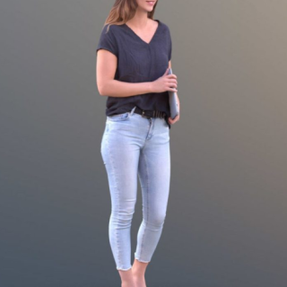 Woman Standing With Laptop low-poly 3d model