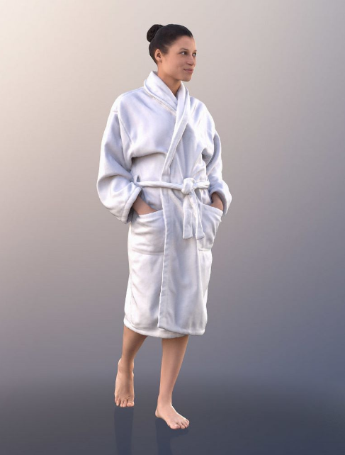 Woman With Bathrobe Walking 3D model