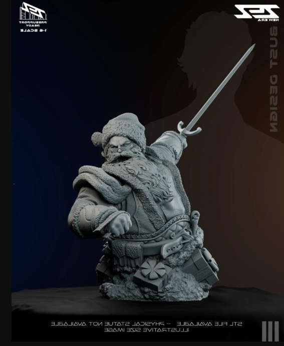 ZEZ Studio – Santa Claus Bust – 3D Print Model STL